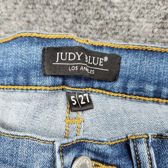 Judy Blue Jeans Womens 5/27 HighRise Skinny Fit Blue Leopard Stretch Denim Pants - Picture 7 of 14